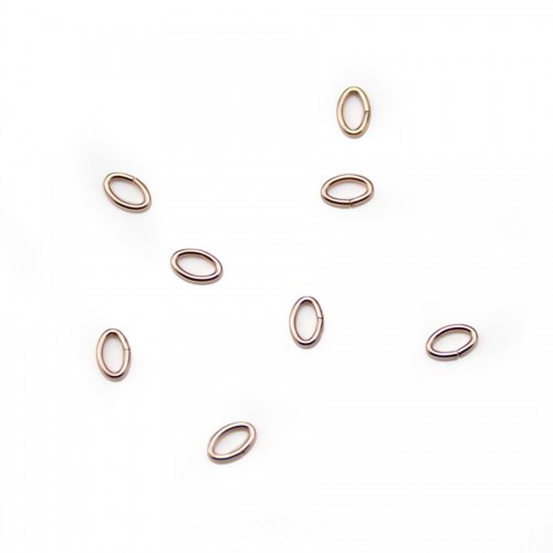 Anelli ovali aperti riempiti d'oro, rosa, 0,64 * 3,0 * 4,6 mm x 10 pezzi