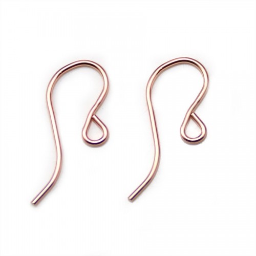 Ear hooks, with "ring", in pink 14kt gold filled, 7.5 * 19mm x 4pcs