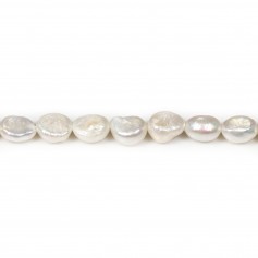 Perles de culture d'eau douce, blanche, baroque, 8mm x 40cm