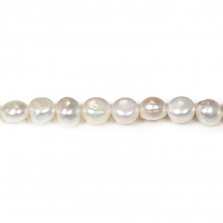 Perles d'eau douce blanche baroque 10-12mm x 40cm