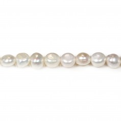 Perles de culture d'eau douce, blanche, baroque, 9-11mm x 34cm