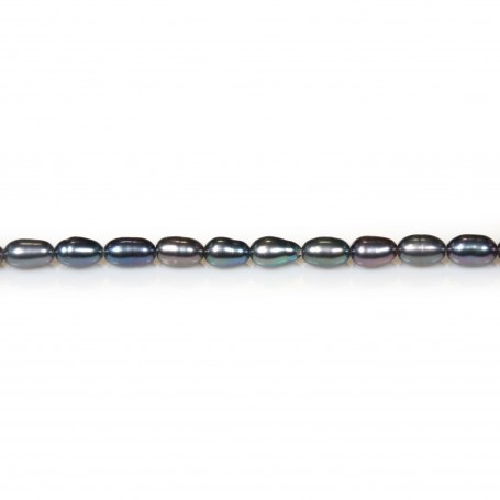 bleu fonce oval freshwater pearl 3-4mm x 40cm