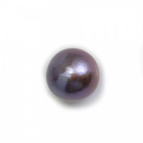 Perle de culture d'eau douce mauve ronde 15-16mm semi-percée x 1pc
