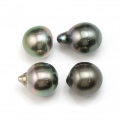 Perla cultivada de Tahití, gota, 9.5-10.5mm x 4pcs