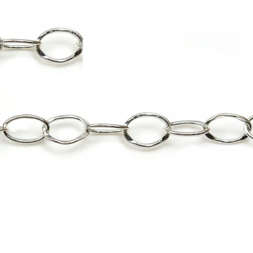 Sterling silver 925 hammered flat chain 6x8.5mm x 50cm