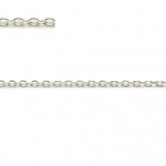 Solid silver chain 925 mesh forçat flat 1.9x2.6mm x 50cm