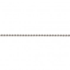 Silver chain 925 rhodium plated with ball 1mm x 50cm