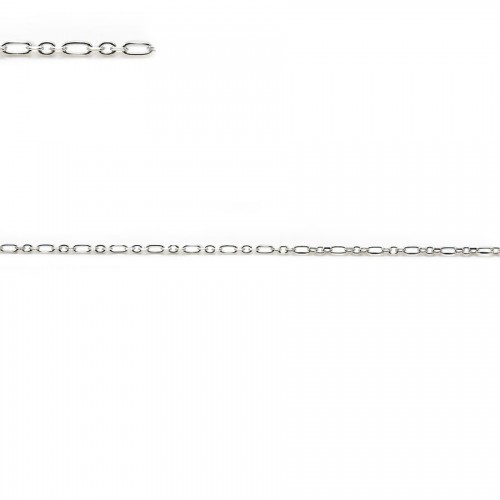 Cadena de plata 925, malla ovalada y rectangular, 0,3x0,4mm / 0,3x2,0mm x 50cm