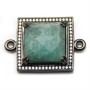 Spacer in amazonite, set on metal & zirconium, in the shape of a square x 1pc