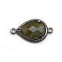 Labradorite spacer set with metal, in shape of a drop, 15x20mm x 1pc