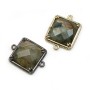 Labradorite spacer set in metal, in shaped of squared, 21mm x 1pc