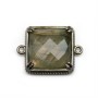 Labradorite spacer set in metal, in shaped of squared, 21mm x 1pc