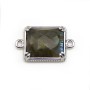 Labradorite spacer set in metal, in shaped of rectangle, 12 * 14mm x 1pc