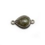 Spacer in labradorite set in metal, in shape of a drop , 10 * 12mm x 1pc