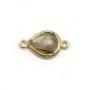 Spacer in labradorite set in metal, in shape of a drop , 10 * 12mm x 1pc