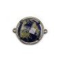 Lapis lazuli interlayer set in metal, in round shape, 17mm x 1pc