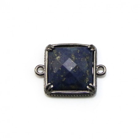 Intercalaire en lapis lazuli, sertie en métal, en forme de carré x 1pc