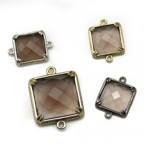Spacer on smoked quartz, set on metal, in the shape of a squared x 1pc