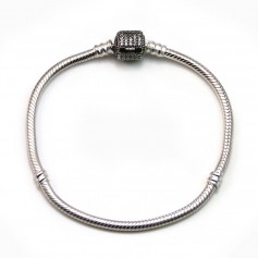925 pulseira de prata serpentina com zircónio 19cm, espessura do fio 2,9mm x 1pc