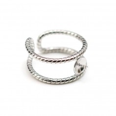 Verstellbarer Ring aus rhodiniertem 925er Silber, für halbgebohrte Perlen x 1 Stk
