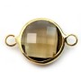 Round faceted glass set in golden metal 12.5mm x 1pc