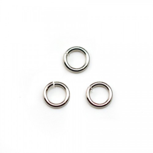 Offene, runde Ringe aus rhodiniertem Metall, 0.8 * 5mm ca. 100Stk