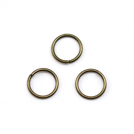 Anneaux ronds ouverts, métal couleur bronze, 0.8x6mm environ 100pcs