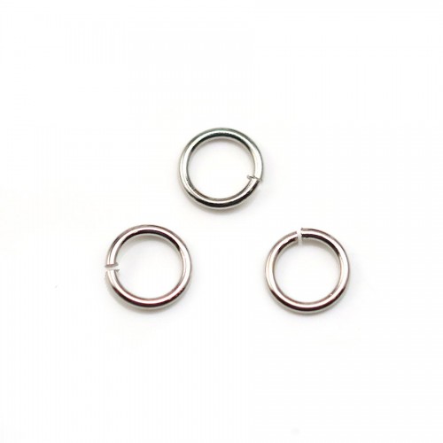 Offene, runde Ringe aus rhodiniertem Metall, 0.8 * 6mm ca. 100Stk