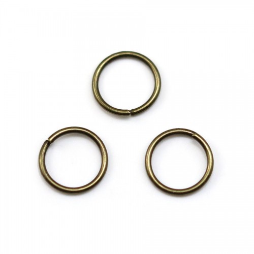 Anéis abertos redondos, cor bronze metal, 0.8x8mm aprox. 100pcs
