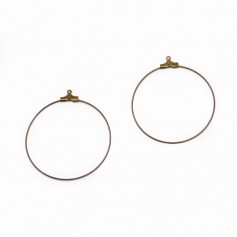 Creole in brass color, to add for ear hook, 40mm x 10pcs