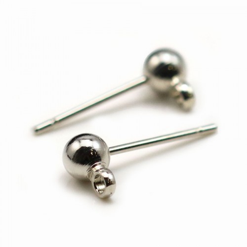 Ear studs with ball finish, gold metal, 4mm x 20pcs