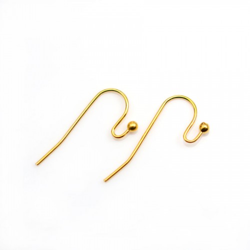 Ear wires with ball in raw brass 24*0.7mm x 20pcs