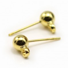 Ear studs with ball finish, in gold metal, 5mm x 20pcs