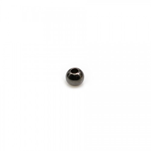 Perles en forme de boule, en métal de couleur noire, 1.0 * 3mm x 50pcs