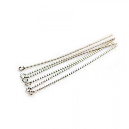 Nail in metal, with an open ring head, in old silver color, 0.7 * 55mm x 50pcs