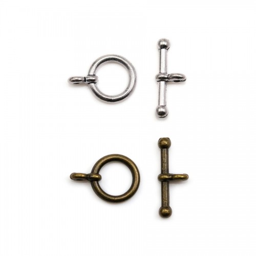 Fermoir "O*T" en métal, argent vieilli ou bronze 12mm x 2pcs