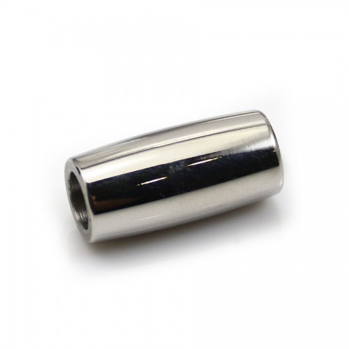 Stainless steel clasp, in shaped of magnetic tube for 5mm cord, 9 * 18mm x 1pc