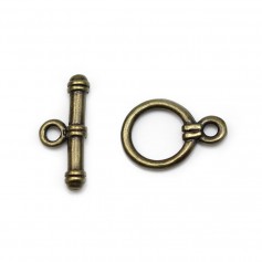 Clasp "O * T" in metal, on bronze color, 12mm x 2pcs