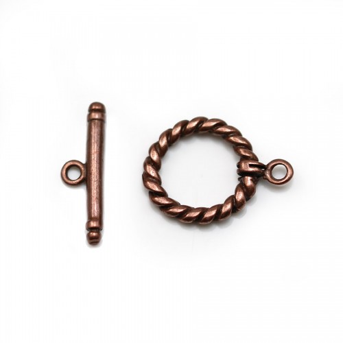 Clasp "O * T" on twisted metal, in copper color, 14mm x 2pcs