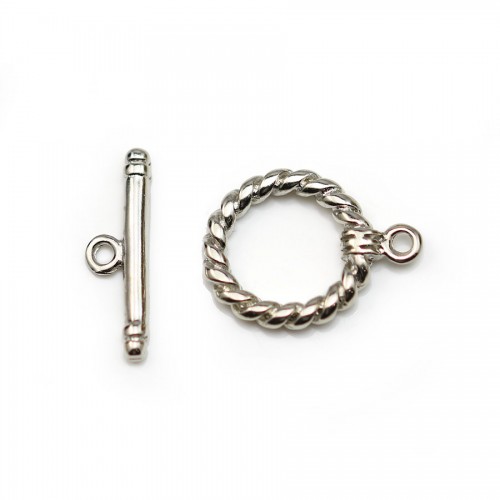 Clasp "O * T" on twisted metal, in old silver color, 14mm x 2pcs