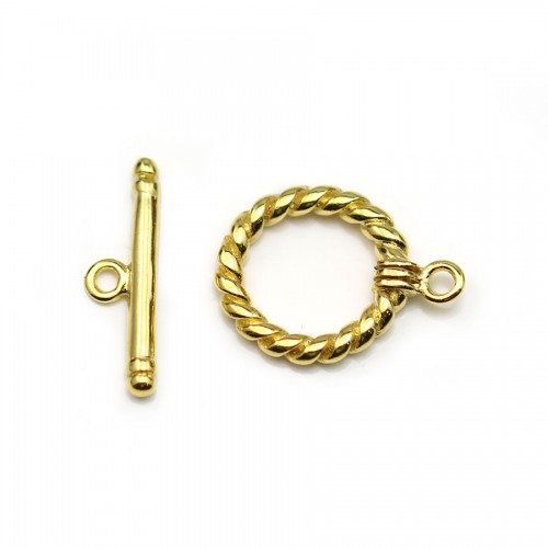 Clasp "O * T" on twisted metal, in gold color, 14mm x 2pcs