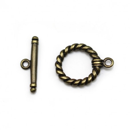 Clasp "O * T" on twisted metal, in bronze color, 14mm x 2pcs