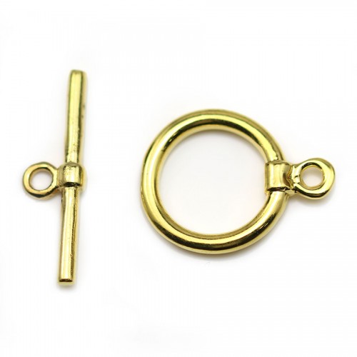 Clasp "O * T" on smooth metal, in gold color, 15mm x 2pcs