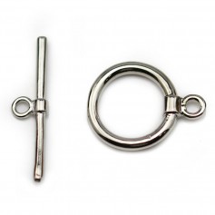 Clasp "O * T" on smooth metal, in old silver color, 15mm x 2pcs
