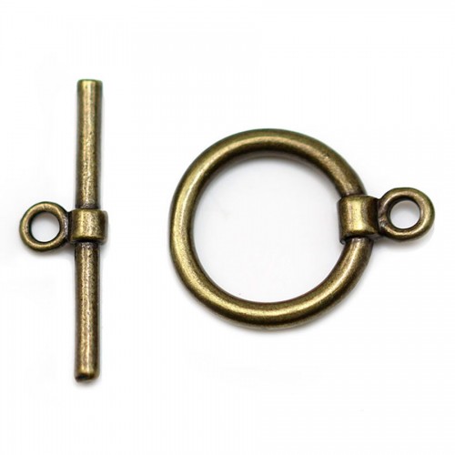Chiusura "OxT" in metallo liscio, colore bronzo, 15 mm x 2 pz