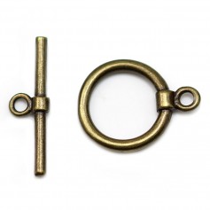 Fermoir "Toggle OT" en métal lisse, de couleur bronze, 15mm x 2pcs