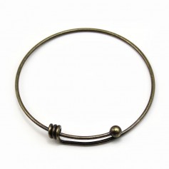 Adjustable bracelet, brass colored metal, 68mm x 1pc