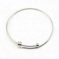 Adjustable bracelet, silver color metal, 68mm x 1pc