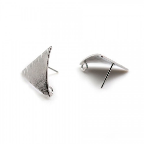 Ear studs in the shape of a triangle 13*13.5mm, plated by "flash" gold on brass x 2pcs