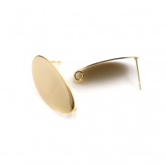 Oval shape Earstuds plated with "flash" gold on brass 13x25mm x 2pcs